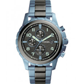 Horlogeband Fossil FS5318 Roestvrij staal (RVS) Blauw 22mm