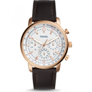 Horlogeband Fossil FS5415 Leder Zwart 22mm