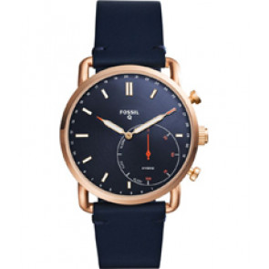 Horlogeband Fossil FTW1154 Leder Blauw 22mm