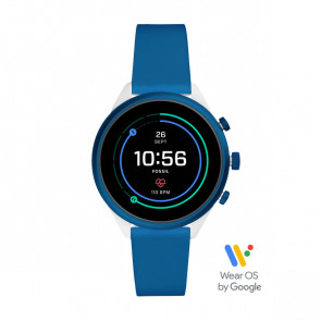 Horlogeband Smartwatch Fossil FTW6051 Silicoon Blauw 18mm