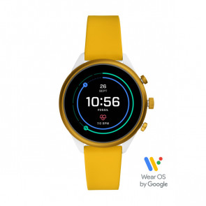 Horlogeband Smartwatch Fossil FTW6053 Silicoon Geel 18mm