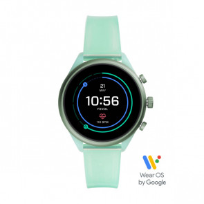 Horlogeband Smartwatch Fossil FTW6057 Silicoon Groen 18mm
