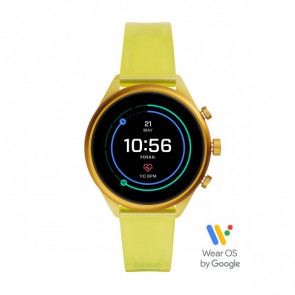 Horlogeband Smartwatch Fossil FTW6060 Silicoon Geel 18mm