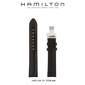 Horlogeband Hamilton H600.244.101 / H24411772 Leder Zwart 17mm