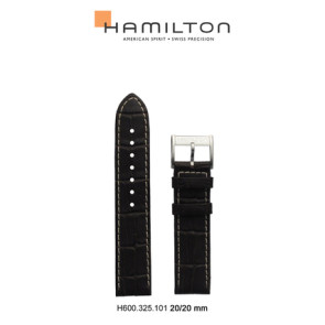 Horlogeband Hamilton H001.32.515.535.01 / H600325101 Leder Zwart 20mm