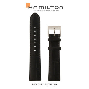 Horlogeband Hamilton H690.325.112.H690325112 Leder Zwart 20mm