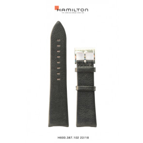 Horlogeband Hamilton H38755731 Leder Zwart 22mm