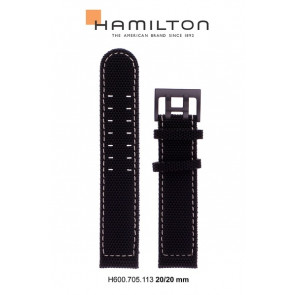 Horlogeband Hamilton H705751 / H001.70.575.733.11 / H600.705.113 Leder/Textiel Zwart 20mm