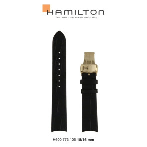 Horlogeband Hamilton H600.773.106 Leder Zwart 18mm