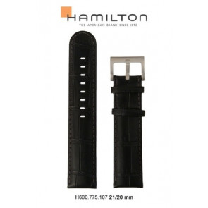 Horlogeband Hamilton H001.77.555.735.01 / H775550 Leder Zwart 21mm