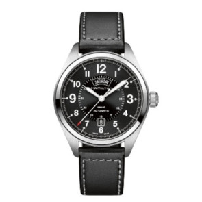 Horlogeband Hamilton H705050 / H001.70.505.733.01 Leder Zwart 20mm