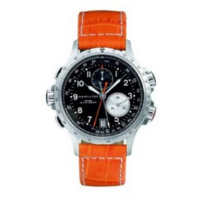 Horlogeband Hamilton H001.77.612.933.01 / H77612933 Leder Oranje 21mm