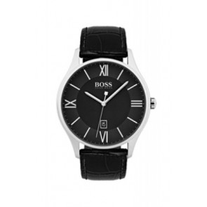 Horlogeband Hugo Boss HB-303-1-14-2975 / HB1513485 Leder Zwart 22mm
