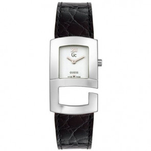 Guess horlogeband I20018L1 / 20018L1 Leder Zwart + zwart stiksel