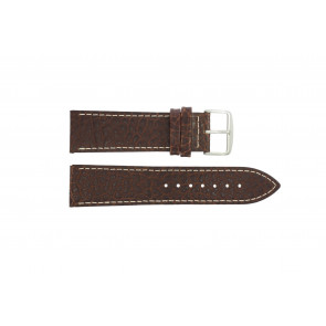 Horlogeband I320 Leder Bruin 24mm + wit stiksel