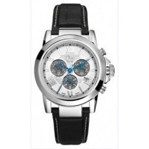 Guess horlogeband I37002G1 / 37002G1 Leder Zwart + wit stiksel