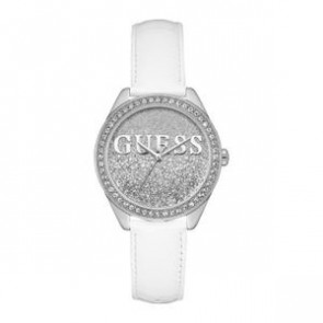 Guess horlogeband I45000G1 / 45000G1 Leder Wit 18mm + wit stiksel