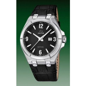 Jaguar horlogeband J666-4 Leder Zwart + zwart stiksel