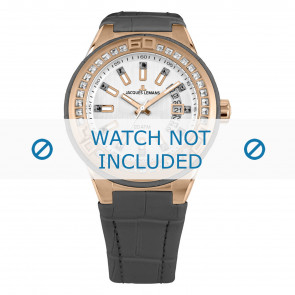 Jacques Lemans horlogeband 1-1776D Leder Grijs + standaard stiksel