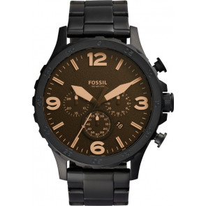 Horlogeband Fossil jr1356 Staal Zwart 24mm