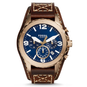 Horlogeband Fossil JR1505 Onderliggend Leder Bruin 22mm