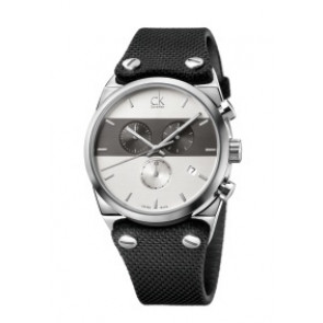 Horlogeband Calvin Klein K4B371B6 / K604.000.006 Leder/Textiel Zwart