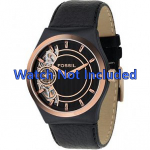 Horlogeband Fossil ME1037 Leder Zwart 24mm