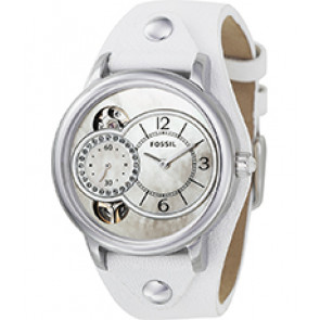 Horlogeband Fossil ME1092 Onderliggend Leder Wit 18mm