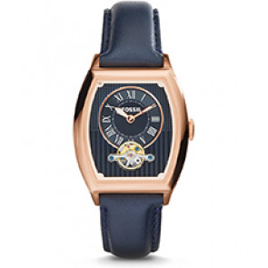 Horlogeband Fossil ME3048 Onderliggend Leder Blauw 20mm