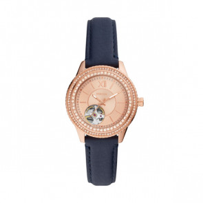 Horlogeband Fossil ME3212 Leder Blauw 16mm