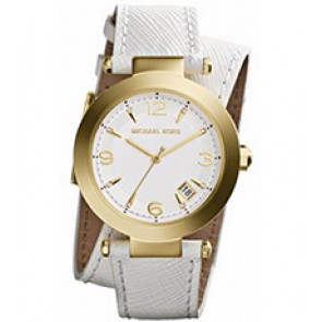 Horlogeband Michael Kors MK2345 Onderliggend Leder Wit 21mm