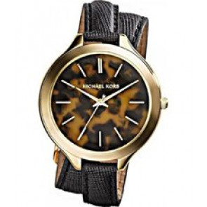 Horlogeband Michael Kors MK2346 Onderliggend Leder Zwart 12mm