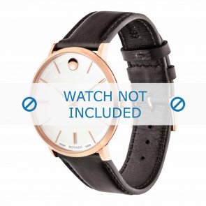 Movado horlogeband 0607089 Leder Donkerbruin 20mm + standaard stiksel
