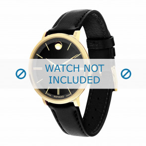Horlogeband Movado 0607091 Leder Zwart 16mm