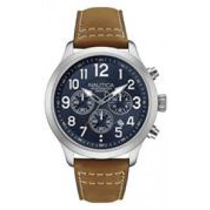 Horlogeband Nautica NAD14531G/NAI14517G Leder Bruin 22mm