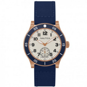 Nautica horlogeband NAPHST003 Silicoon Blauw 22mm + blauw stiksel