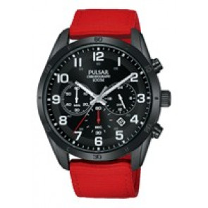 Horlogeband Pulsar PT3963X1 Leder/Textiel Rood 22mm