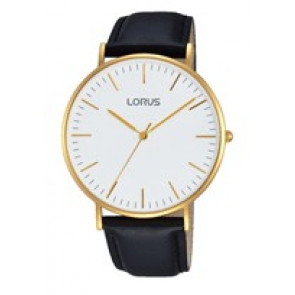 Lorus horlogeband RH882BX9 / VJ21 X071 / RHG053X Leder Zwart 20mm + zwart stiksel