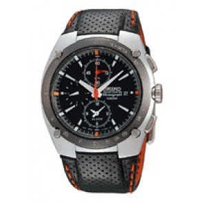 Horlogeband Seiko 7T62-0ADO / SNA481P1 Leder Zwart