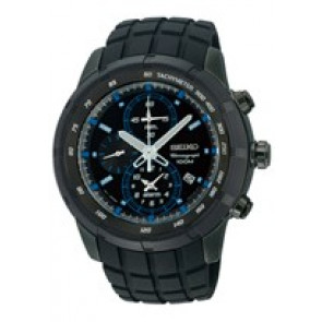 Horlogeband Seiko 7T62-0KG0 / SNAD87P1 Silicoon Zwart 24mm