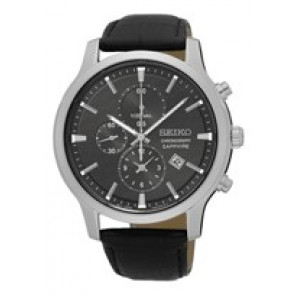 Horlogeband Seiko 7T92-0TT0 / SNDG69P1 / L0CL011J0 Leder Zwart 21mm