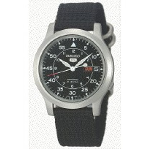 Horlogeband Seiko 7S26-02J0 / SNK809K2 / 4K13JZ Textiel Zwart 18mm