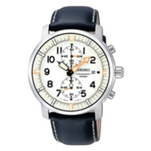 Horlogeband Seiko SNN227P1 / 7T94-0BJ0 Leder Zwart 22mm