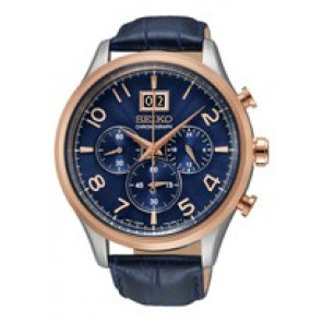 Horlogeband Seiko SPC134P1 / 7T04-0AE0 Leder Blauw 20mm