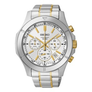 Horlogeband Seiko 6T63-00G0 / SSB107P1 / M0TF111C0 Staal Bi-Color 21mm