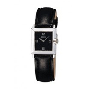 Horlogeband Seiko V400-6530 / SWX273P1 / 4HM3JJ Leder Zwart 16mm