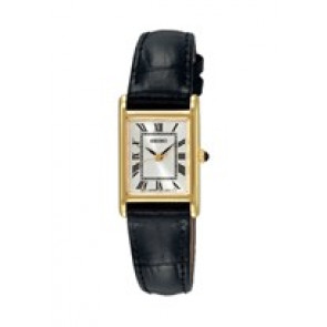Horlogeband Seiko 1N01-0LK0 / SXGN56P1 / 4J42KB Leder Zwart 14mm