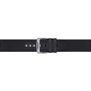 Horlogeband Tissot T604047163 Leder/Textiel Zwart 22mm