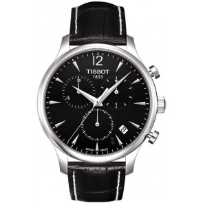 Horlogeband Tissot T063.617.A / T610031122 Leder Zwart 20mm