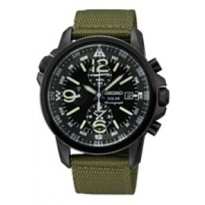 Horlogeband Seiko V172-0AL0-SSC137PC Leder/Textiel Groen